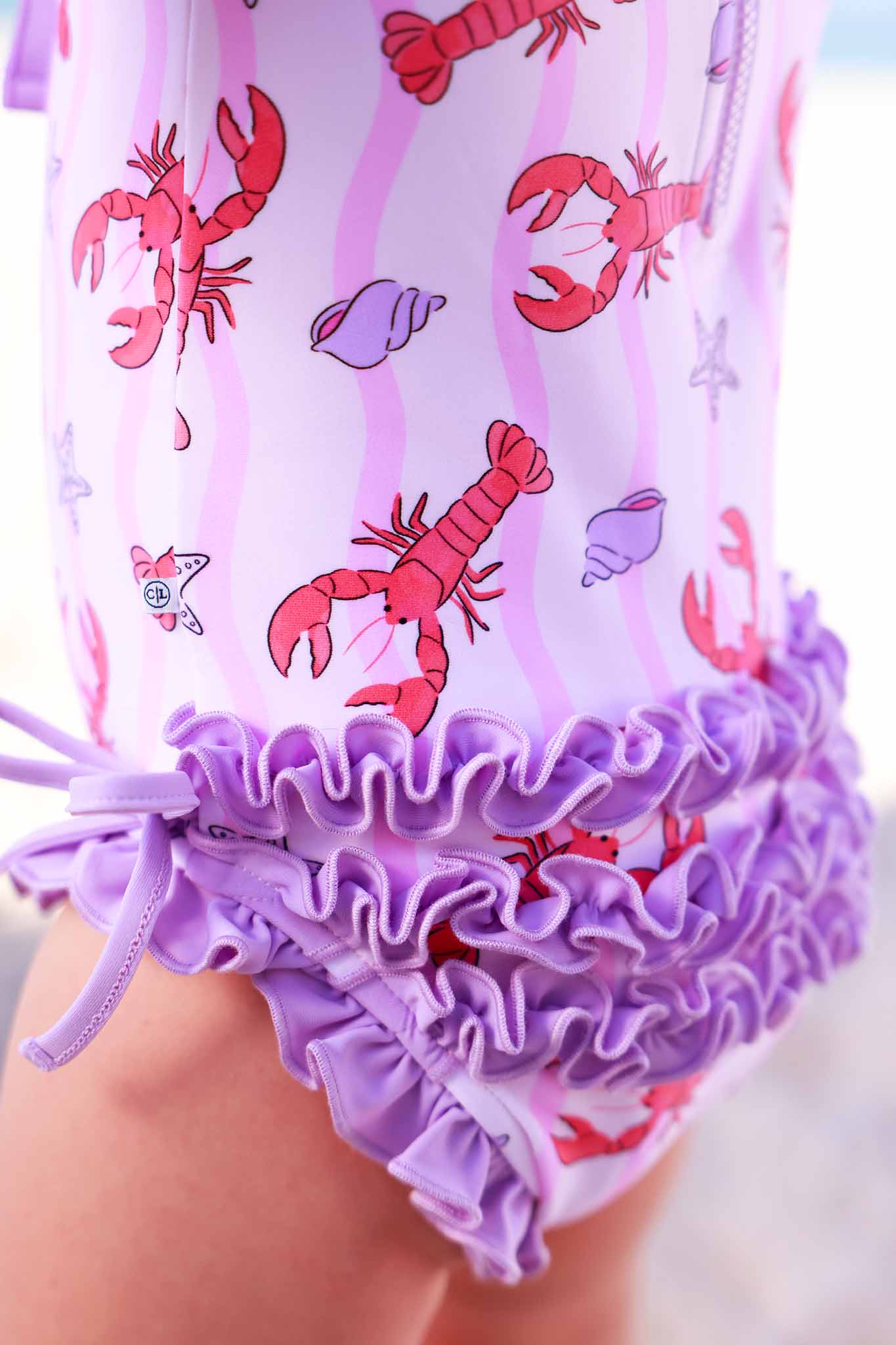 Long Sleeve Rash Guard With Ruffle Bottom | Pinch Me Pink - Image 4