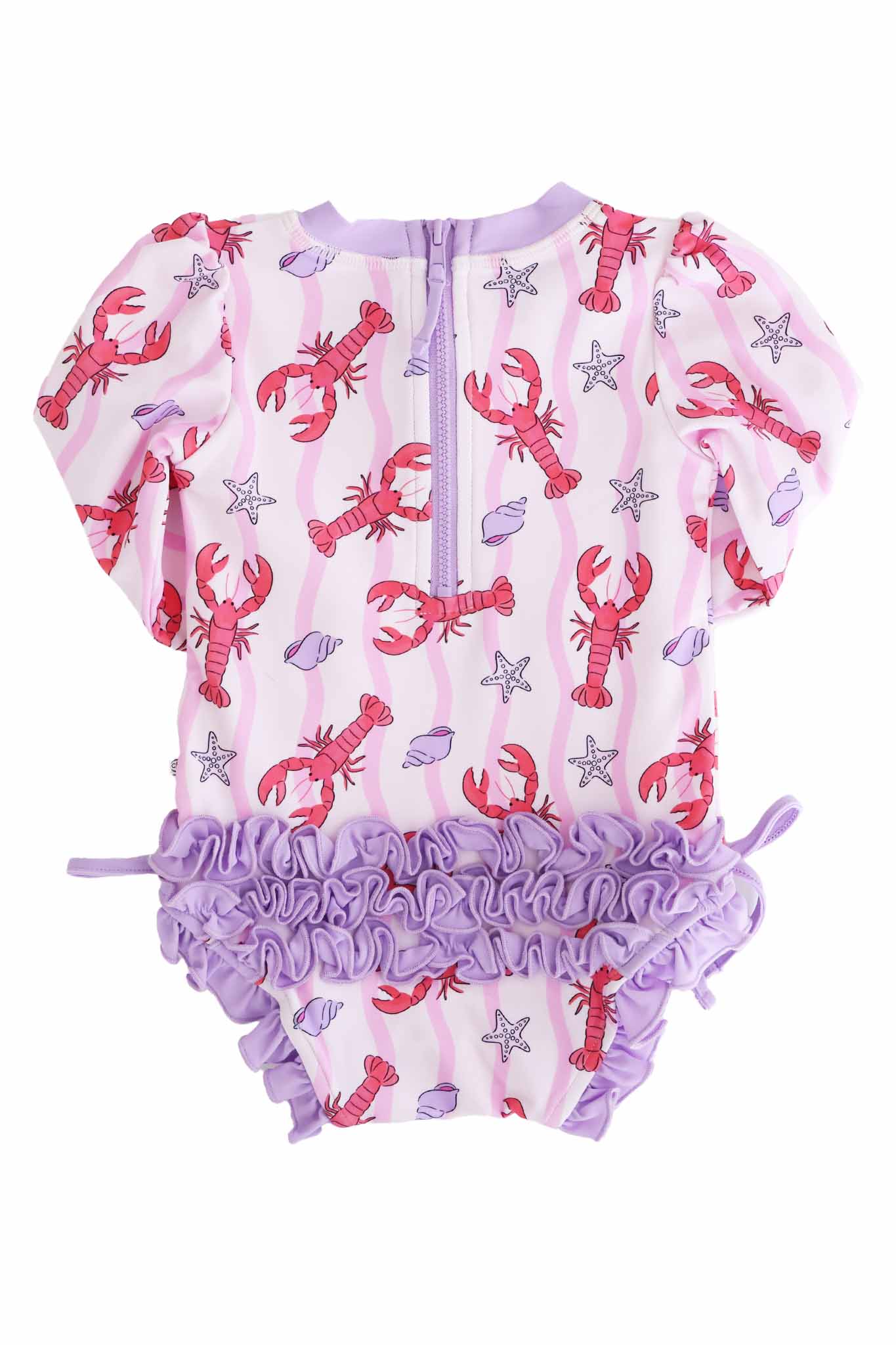 Long Sleeve Rash Guard With Ruffle Bottom | Pinch Me Pink - Image 7