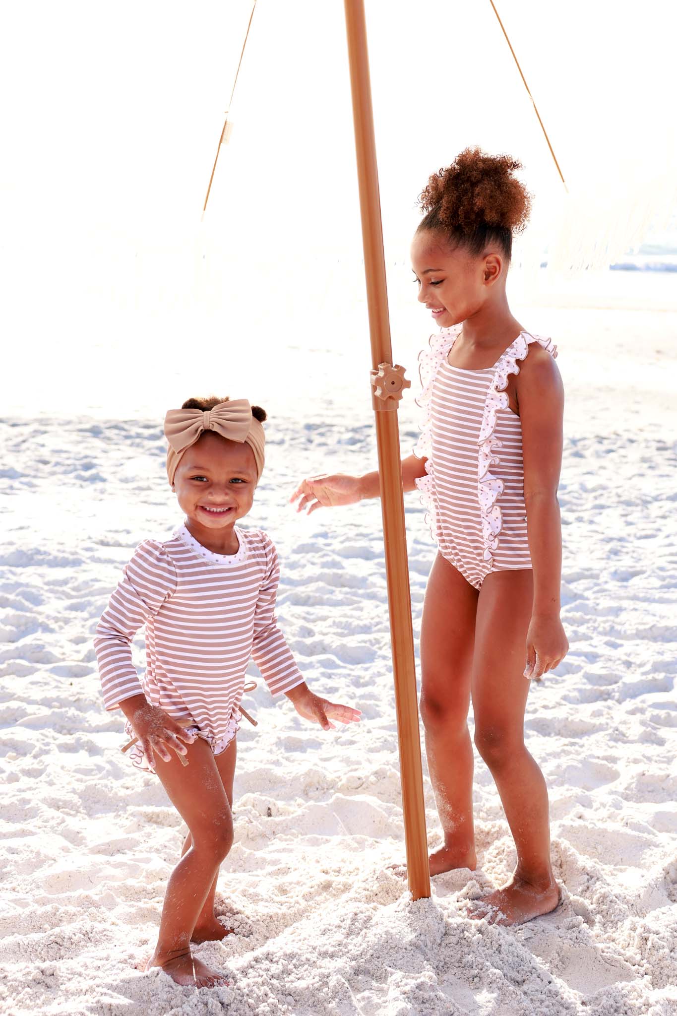 Long Sleeve Rash Guard With Ruffle Bottom | Sandy Stripes - Image 13