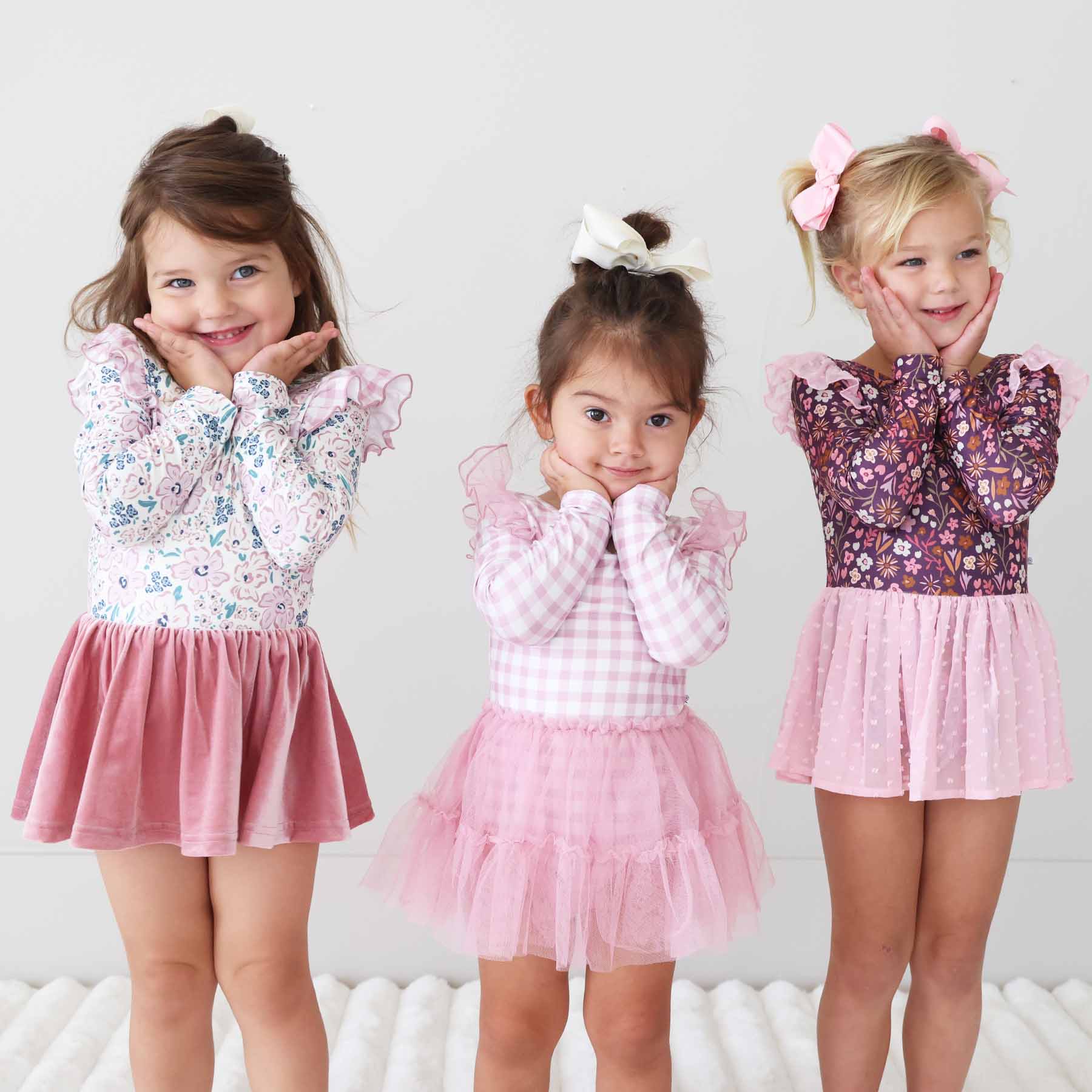 Long Sleeve Ruffle Skirt Leotard | Girly Gingham - Image 14