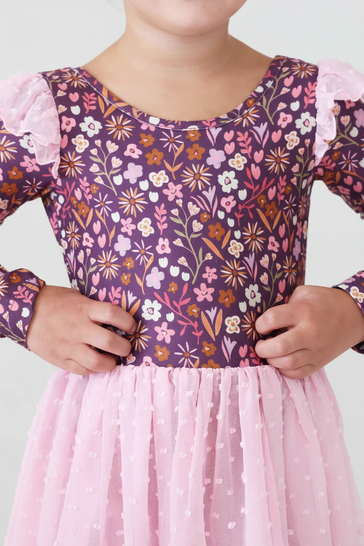 Long Sleeve Swiss Dot Leotard | Sugar Plum