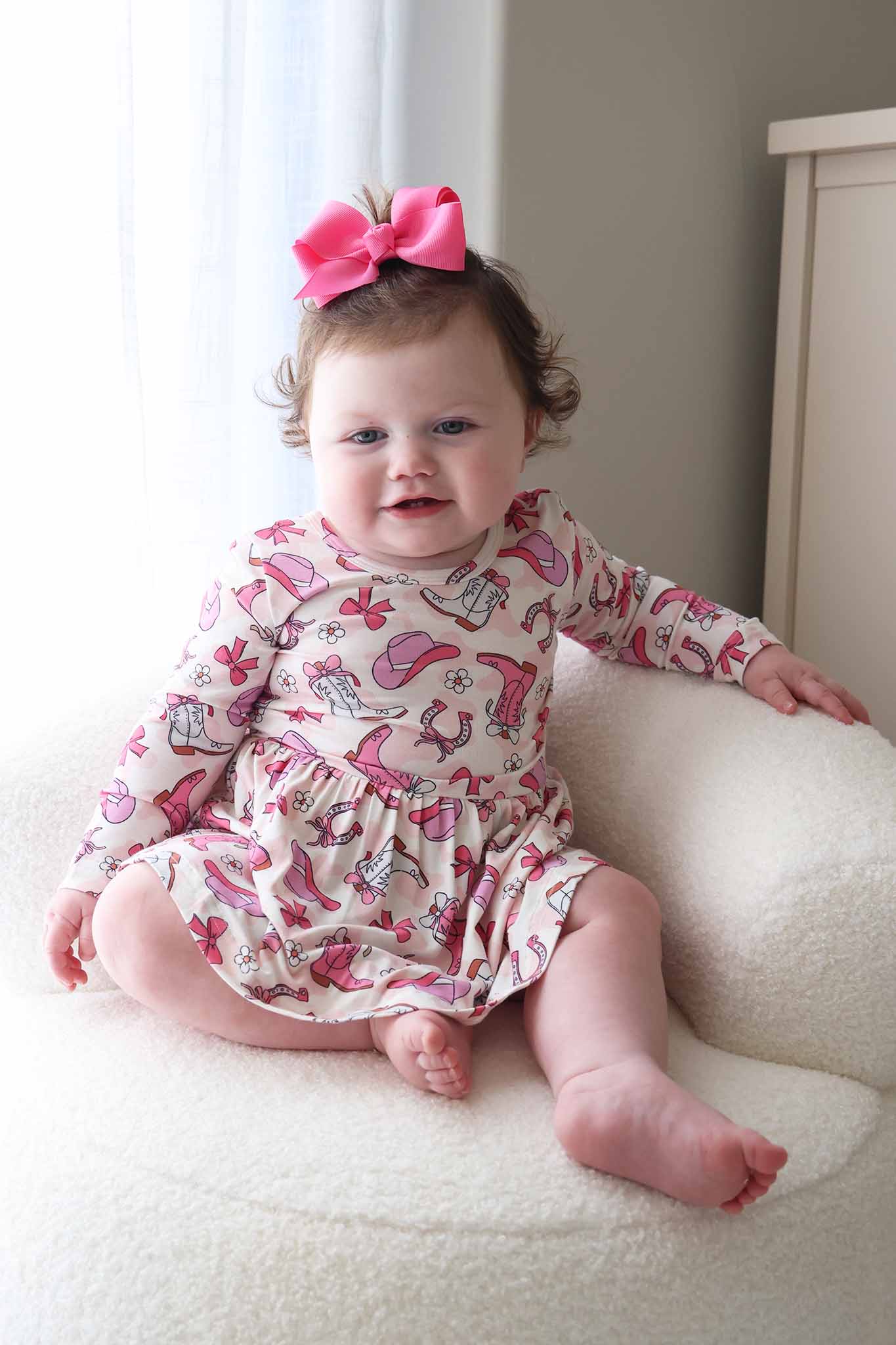 Long Sleeve Twirl Bodysuit | Rodeo Dreams Pink - Image 10