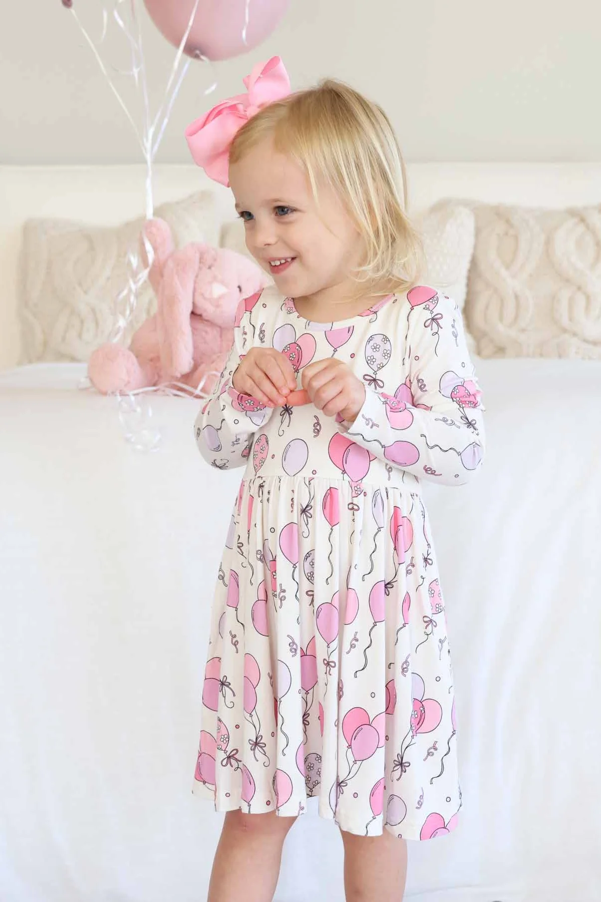 Long Sleeve Twirl Dress | Party Time Pink - Image 12