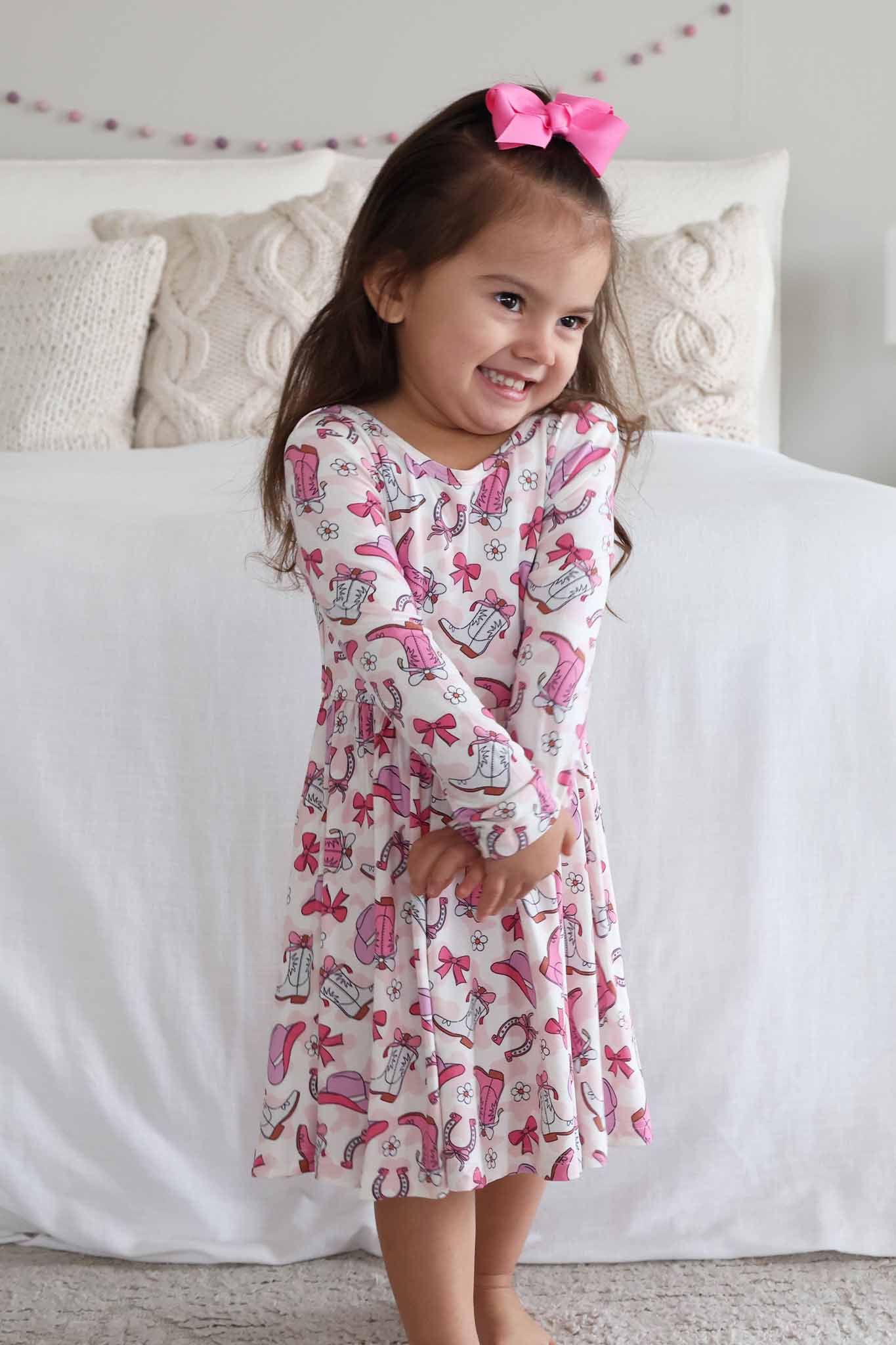 Long Sleeve Twirl Dress | Rodeo Dreams Pink - Image 10