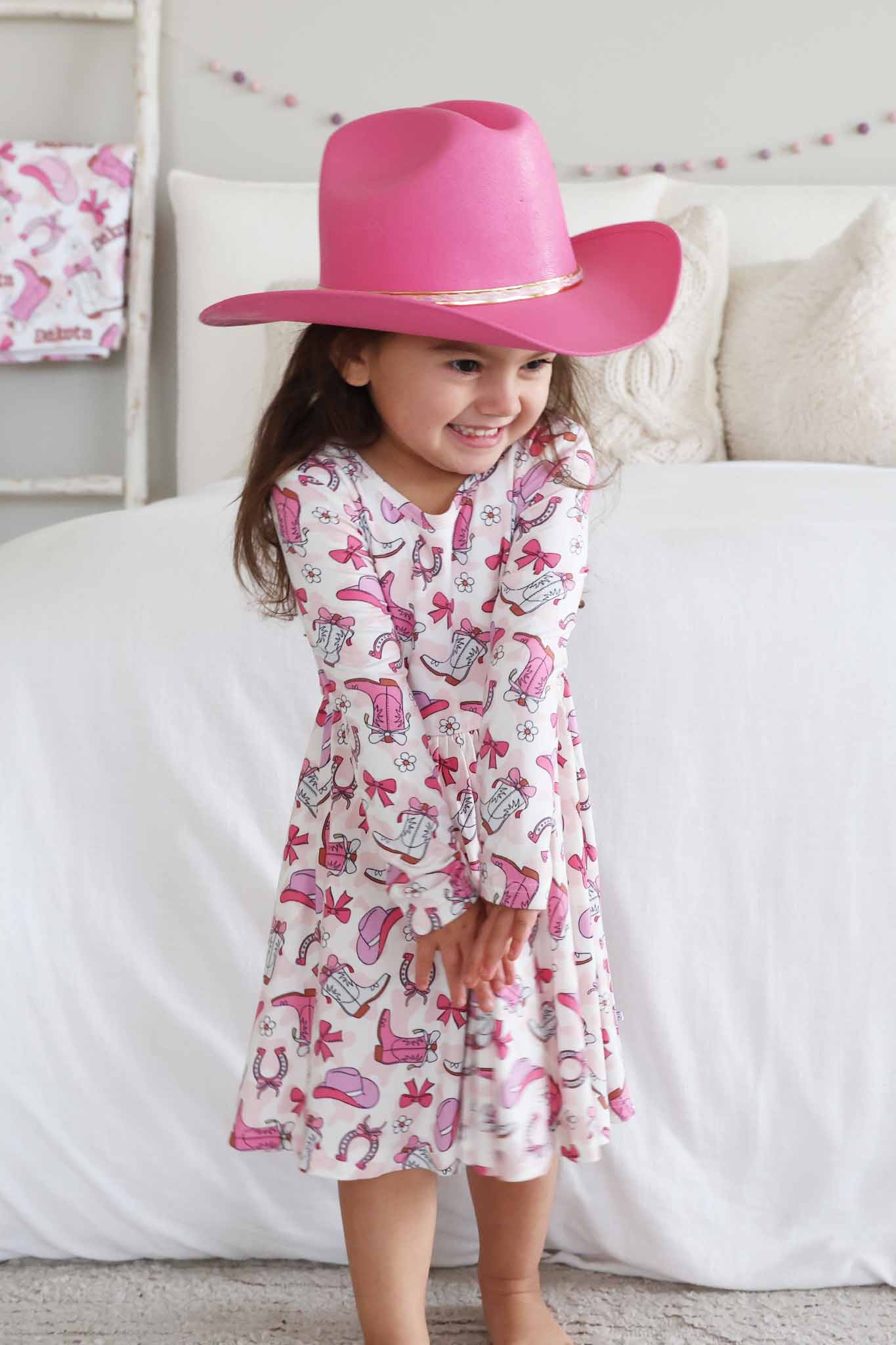 Long Sleeve Twirl Dress | Rodeo Dreams Pink - Image 8