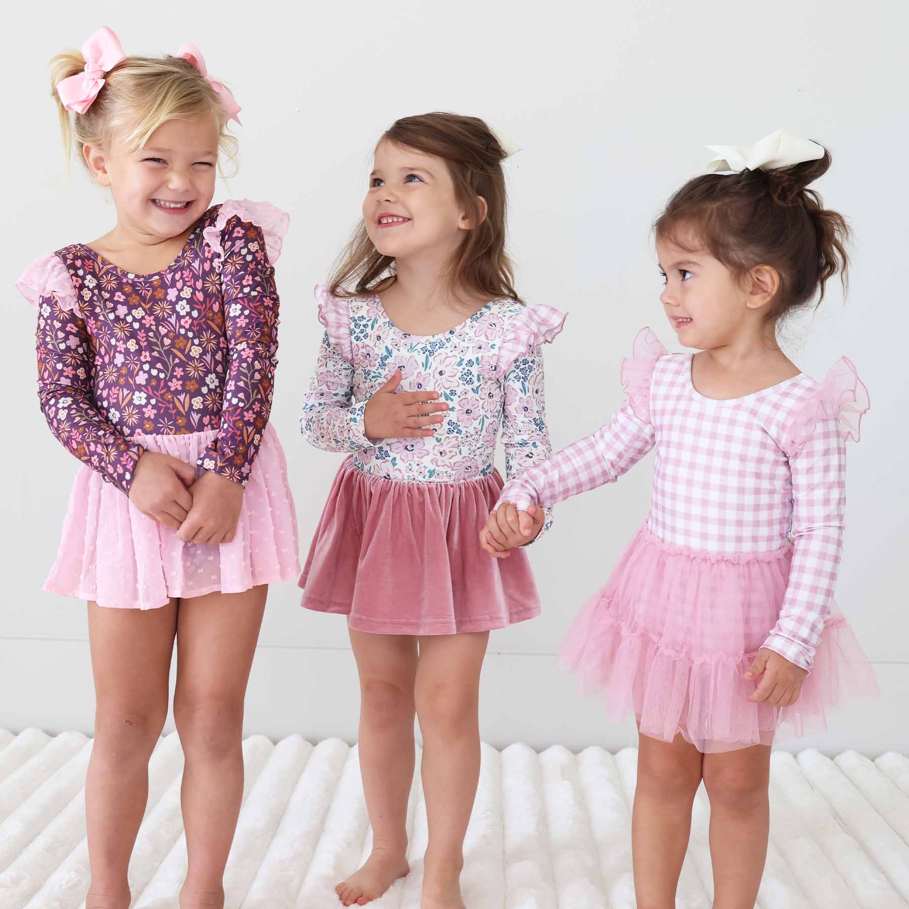 Long Sleeve Velvet Skirt Leotard | Mauve Meadow - Image 16