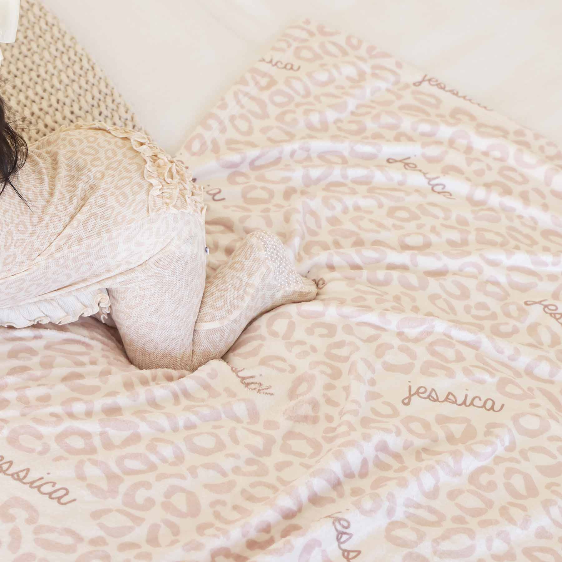 Lovely Leopard Personalized Kids Blanket - Image 4