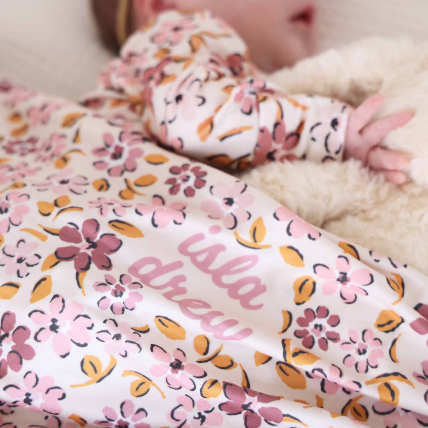Mauvelous Meadow Personalized Swaddle Blanket - Image 4