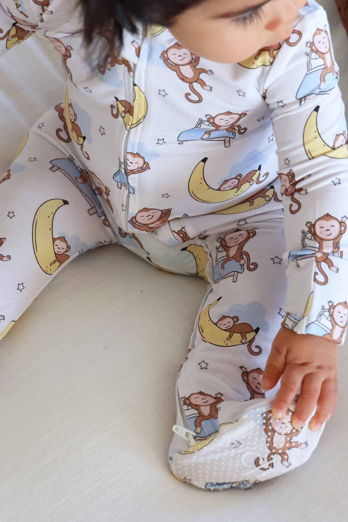 Monkey See, Monkey Snooze Zipper Footie - Image 8