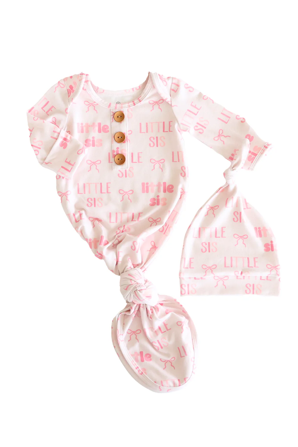 Newborn Baby Knot Gown & Hat Set | Little Sis - Image 2