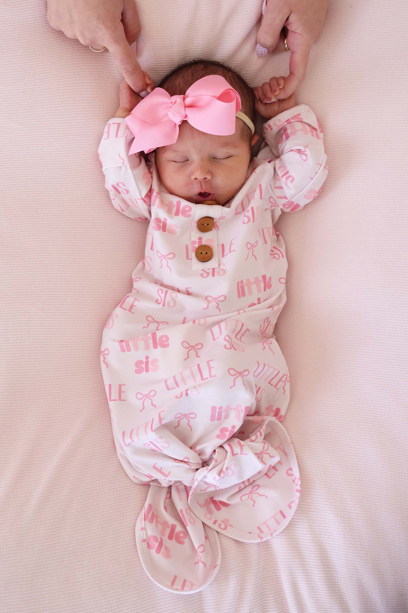 Newborn Baby Knot Gown & Hat Set | Little Sis - Image 4