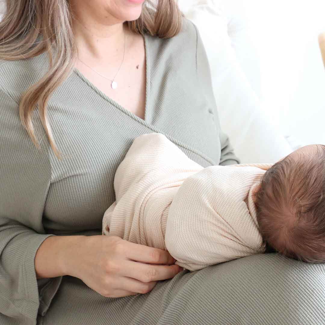 Oatmeal Bamboo Waffle Oversized Swaddle Blanket - Image 4