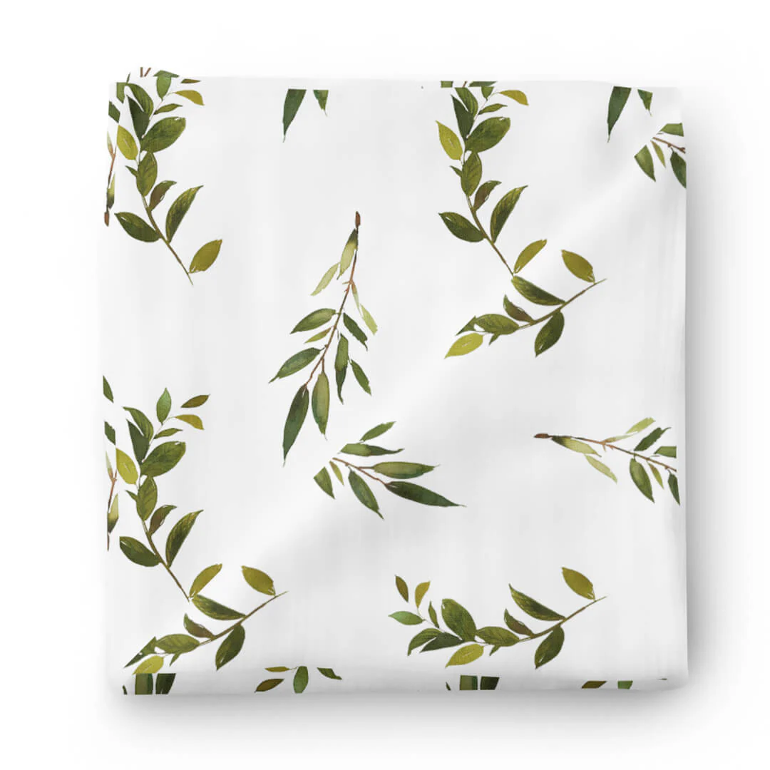 Olive Leaf Oversized Swaddle Blanket - Image 2