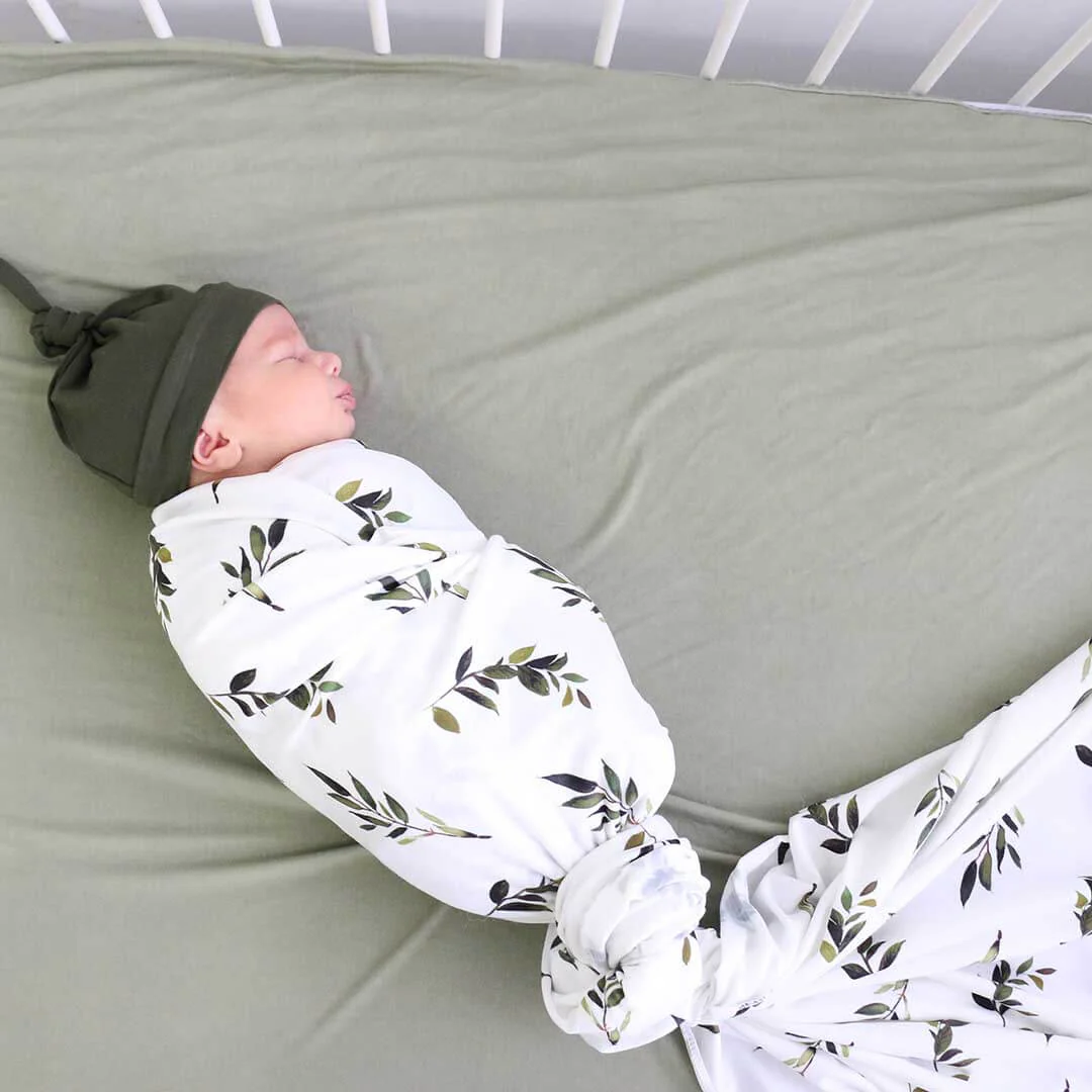 Olive Leaf Oversized Swaddle Blanket - Image 4