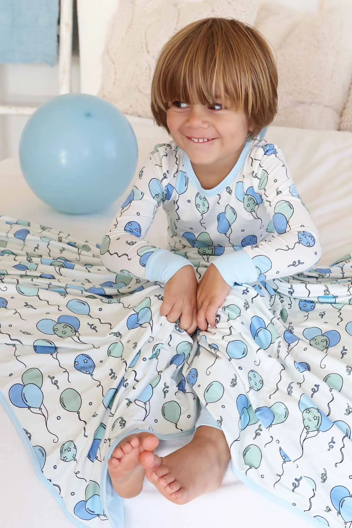 Party Time Double Sided Bamboo Blanket | Blue - Image 6