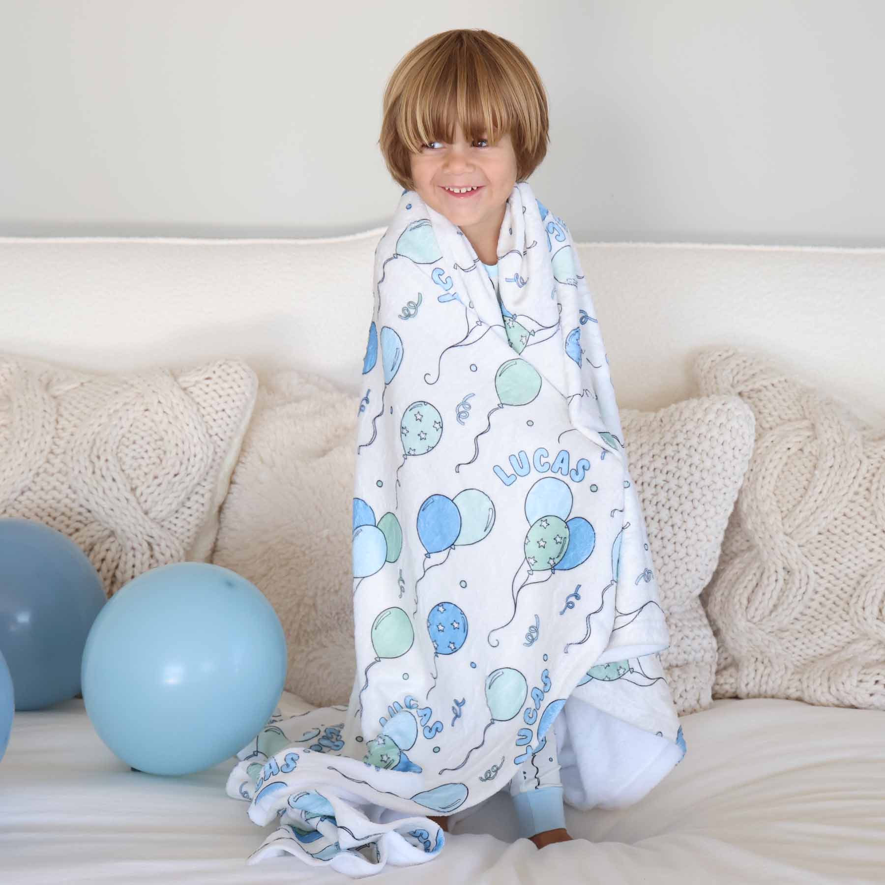 Party Time Personalized Kids Blanket | Blue - Image 2