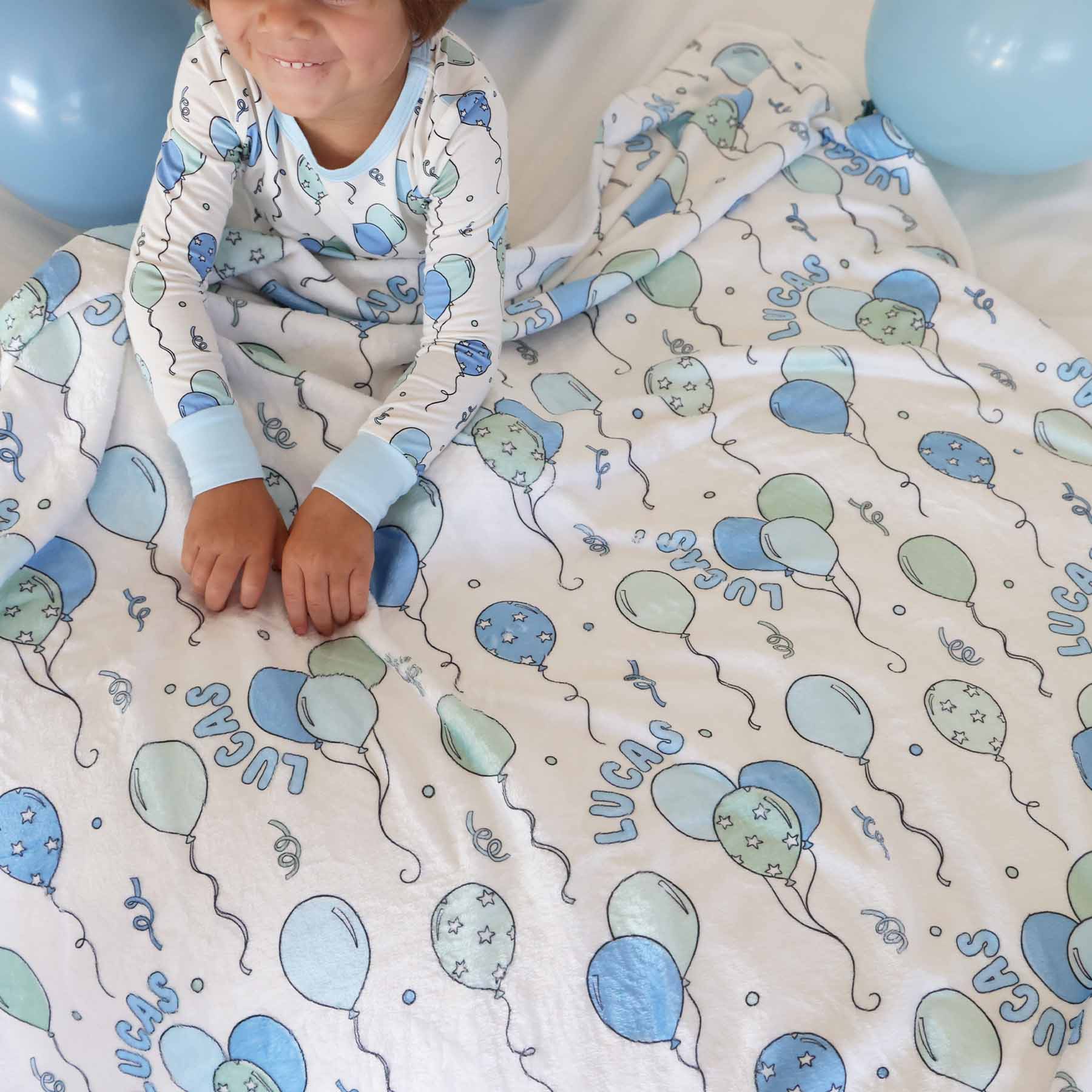 Party Time Personalized Kids Blanket | Blue - Image 3
