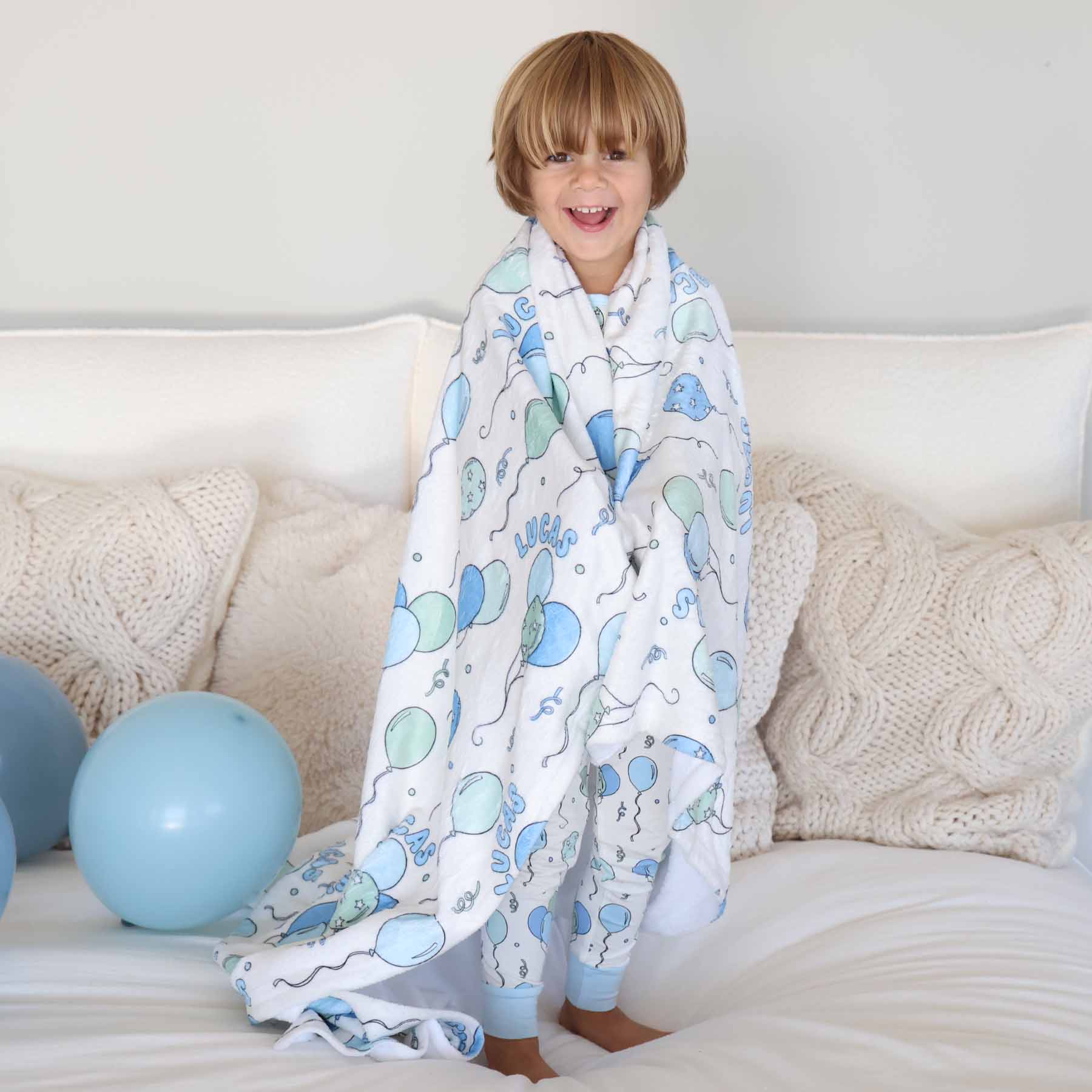 Party Time Personalized Kids Blanket | Blue - Image 4