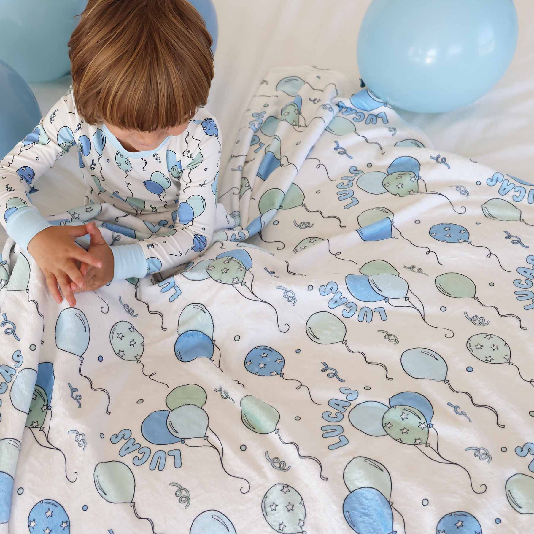 Party Time Personalized Kids Blanket | Blue - Image 9