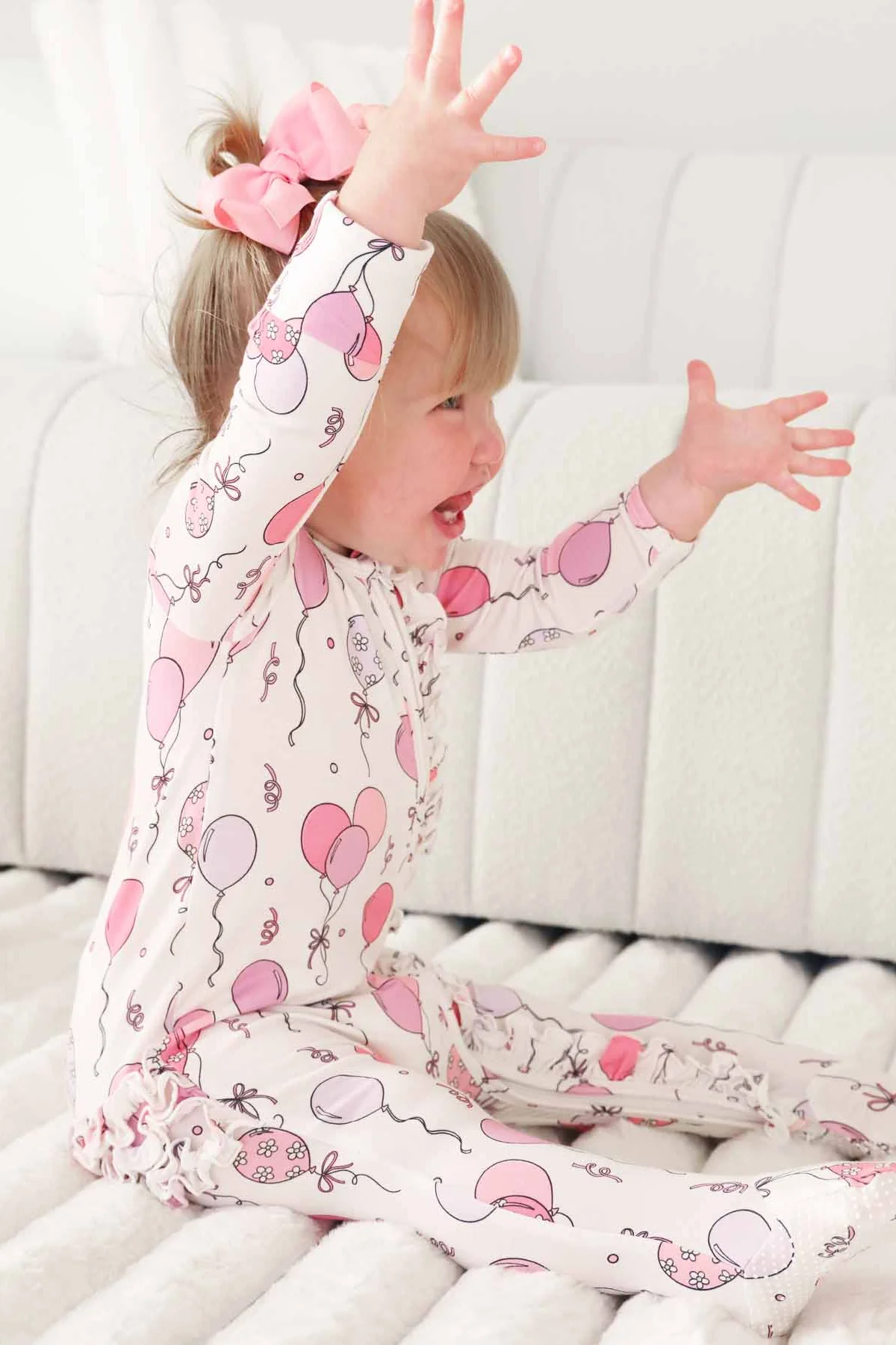 Party Time Ruffle Zipper Footie | Pink - Image 10