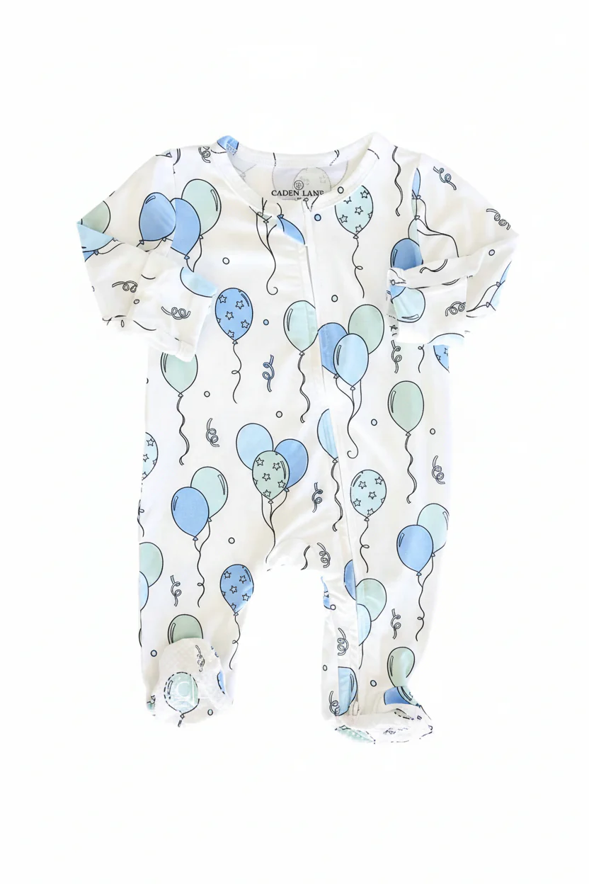 Party Time Zipper Footie | Blue - Image 6