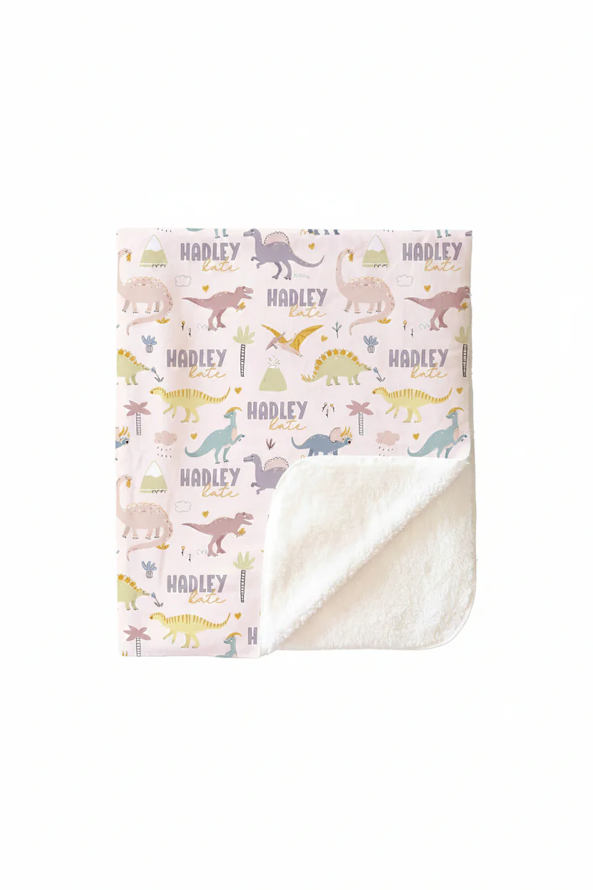 Pastel Dino Personalized Kids Blanket - Image 5