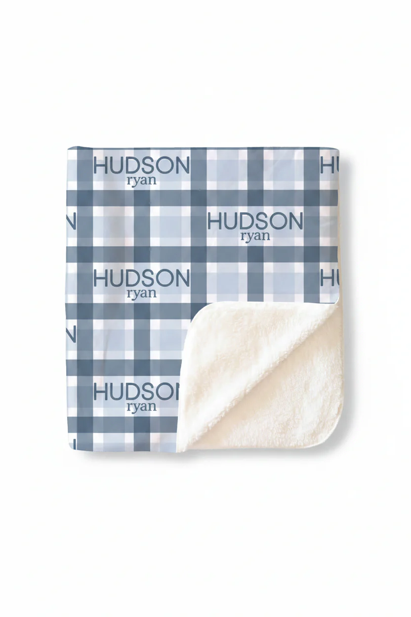 Paxton's Plaid Personalized Kids Blanket - Image 3