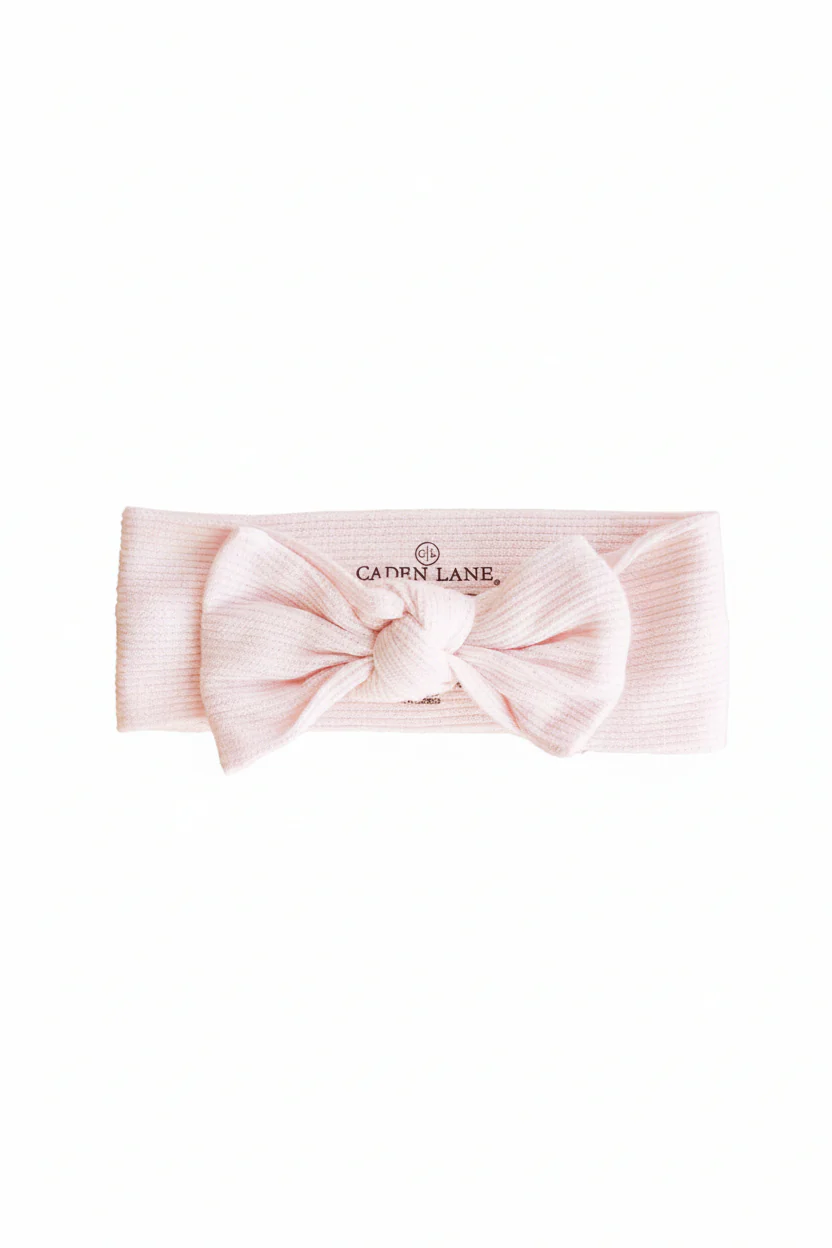 Pearl Pink Bamboo Waffle Knit Large Bow Headwrap