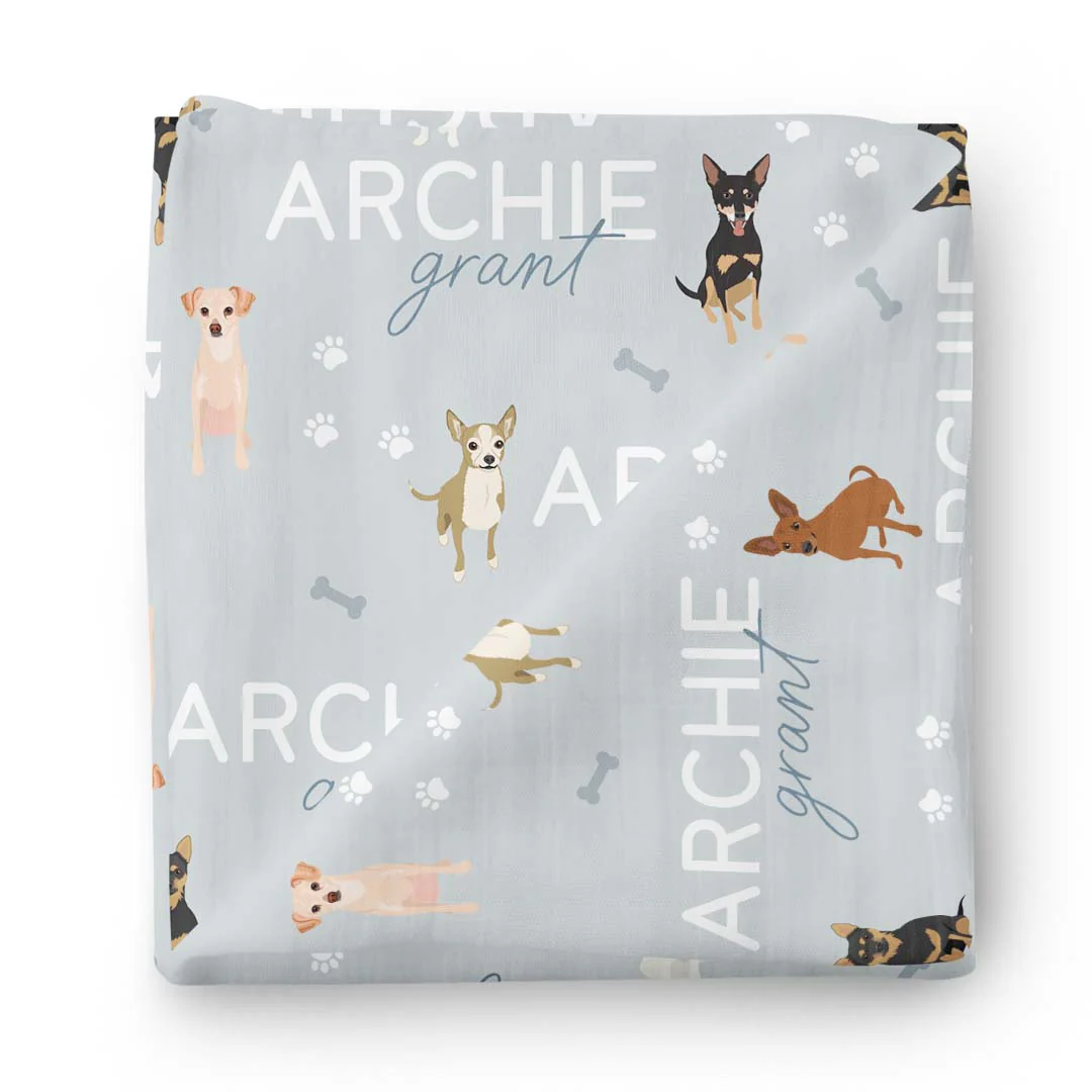 Personalized Baby Name Swaddle Blanket | Dog Breeds - Image 22
