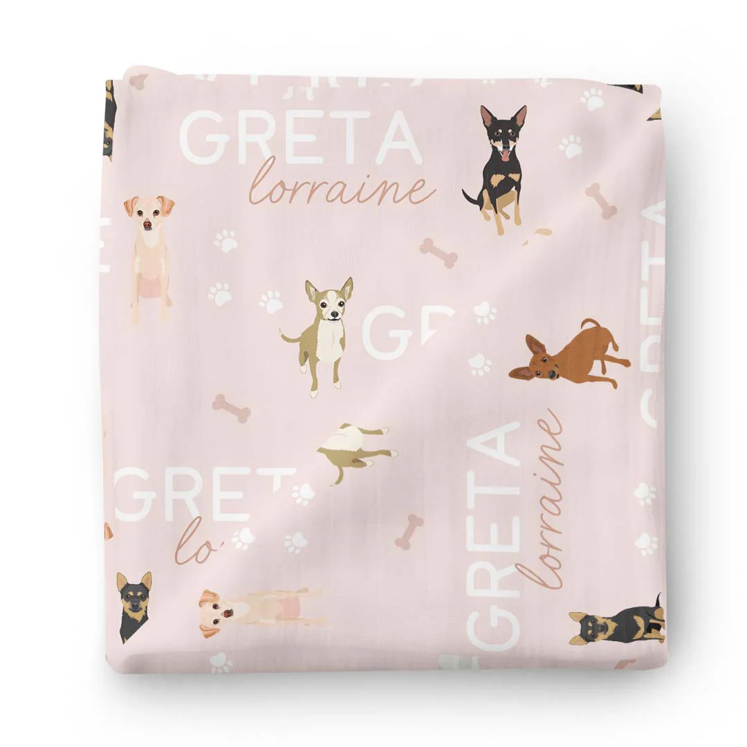Personalized Baby Name Swaddle Blanket | Dog Breeds - Image 24