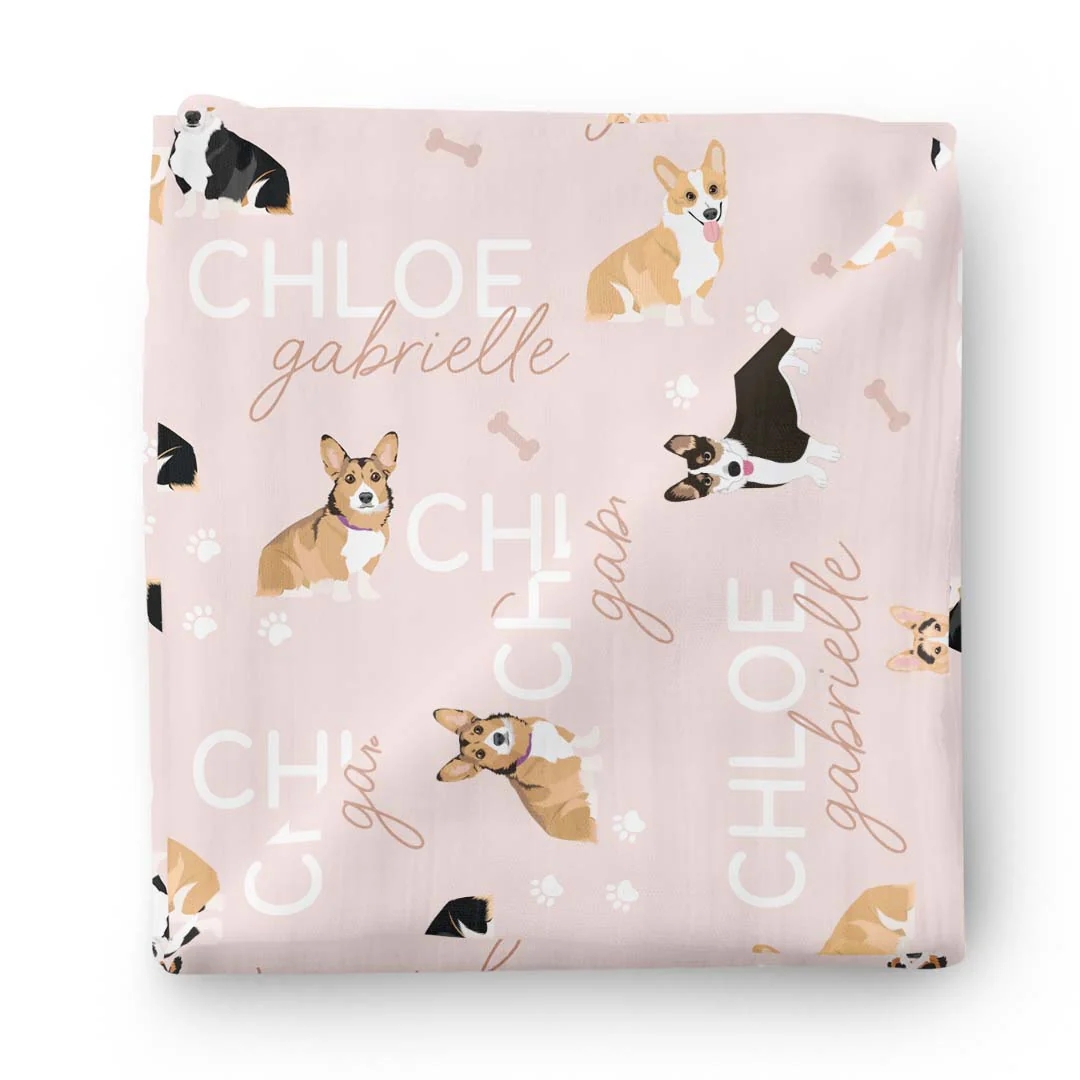 Personalized Baby Name Swaddle Blanket | Dog Breeds - Image 42