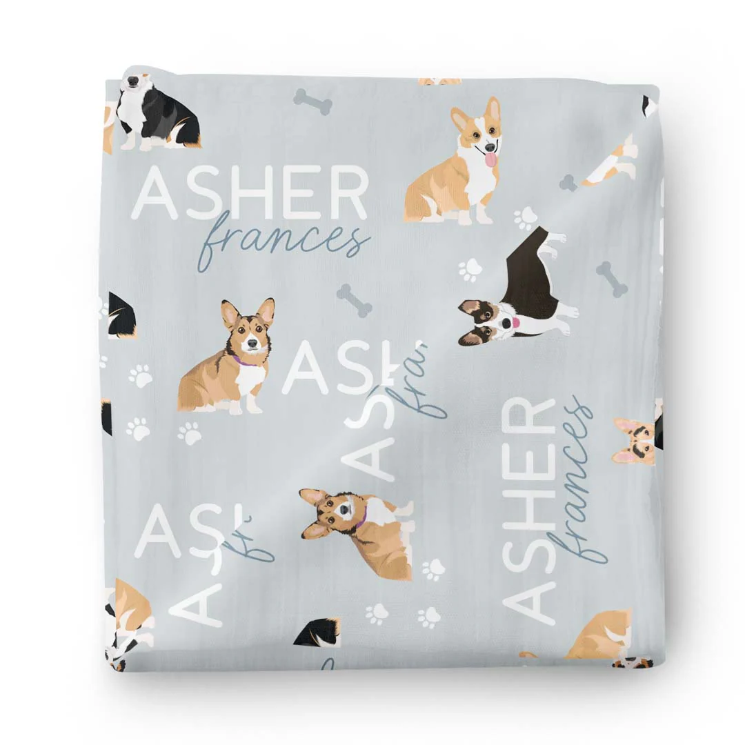 Personalized Baby Name Swaddle Blanket | Dog Breeds - Image 44