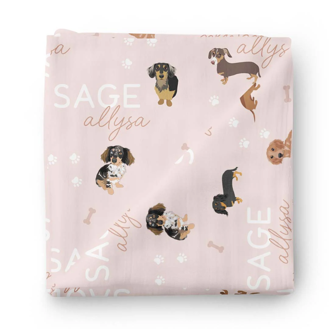 Personalized Baby Name Swaddle Blanket | Dog Breeds - Image 47