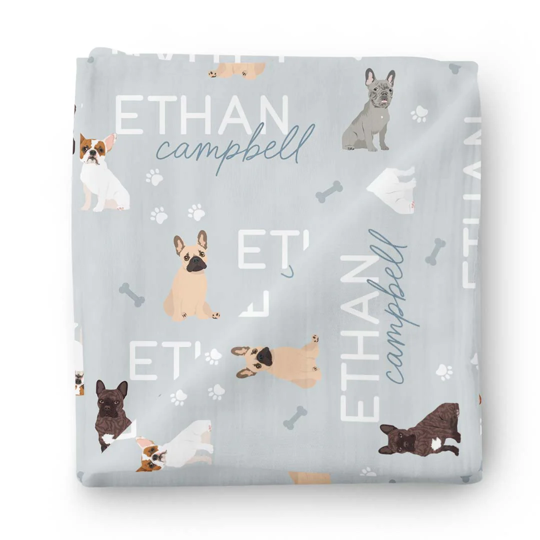 Personalized Baby Name Swaddle Blanket | Dog Breeds - Image 52