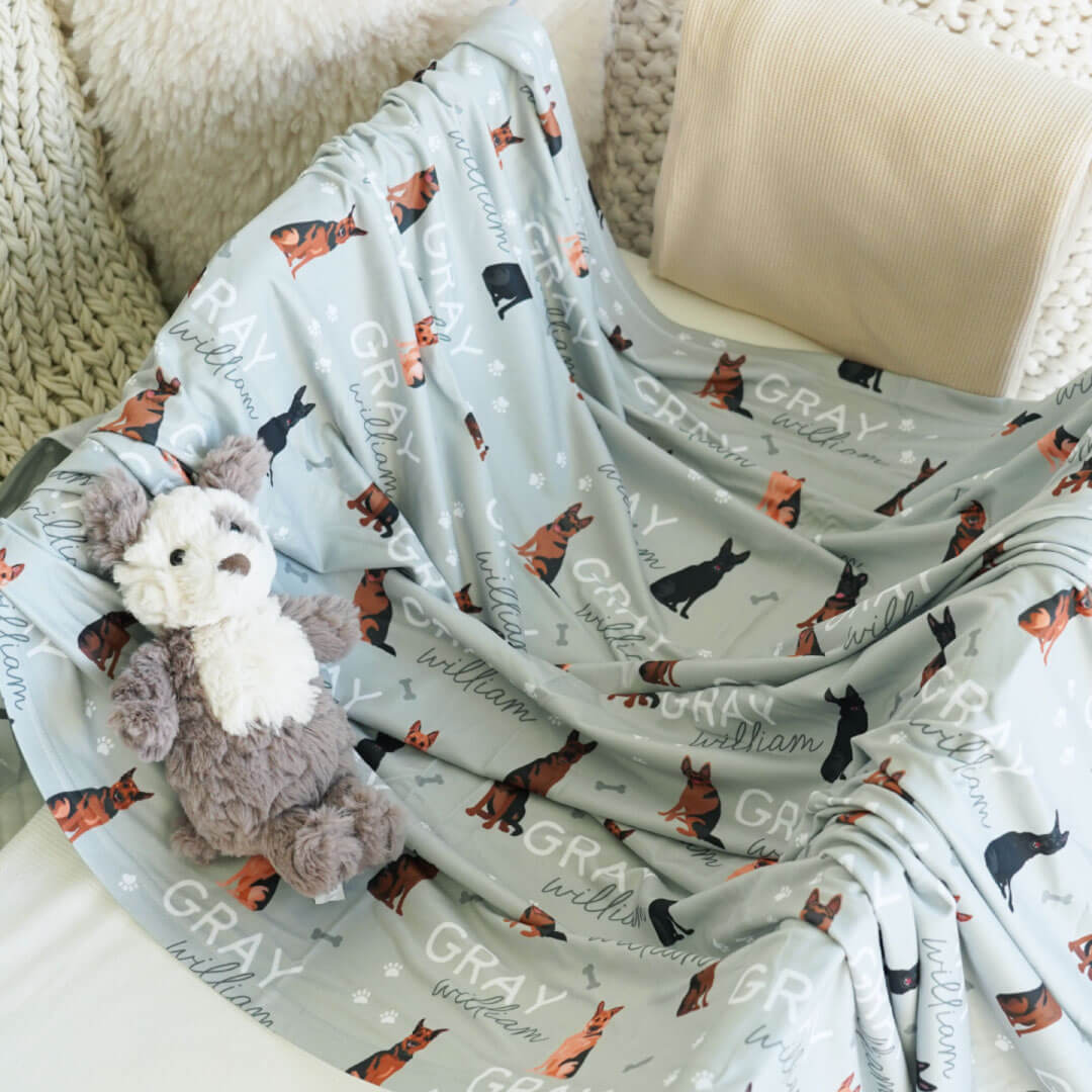Personalized Baby Name Swaddle Blanket | Dog Breeds - Image 56