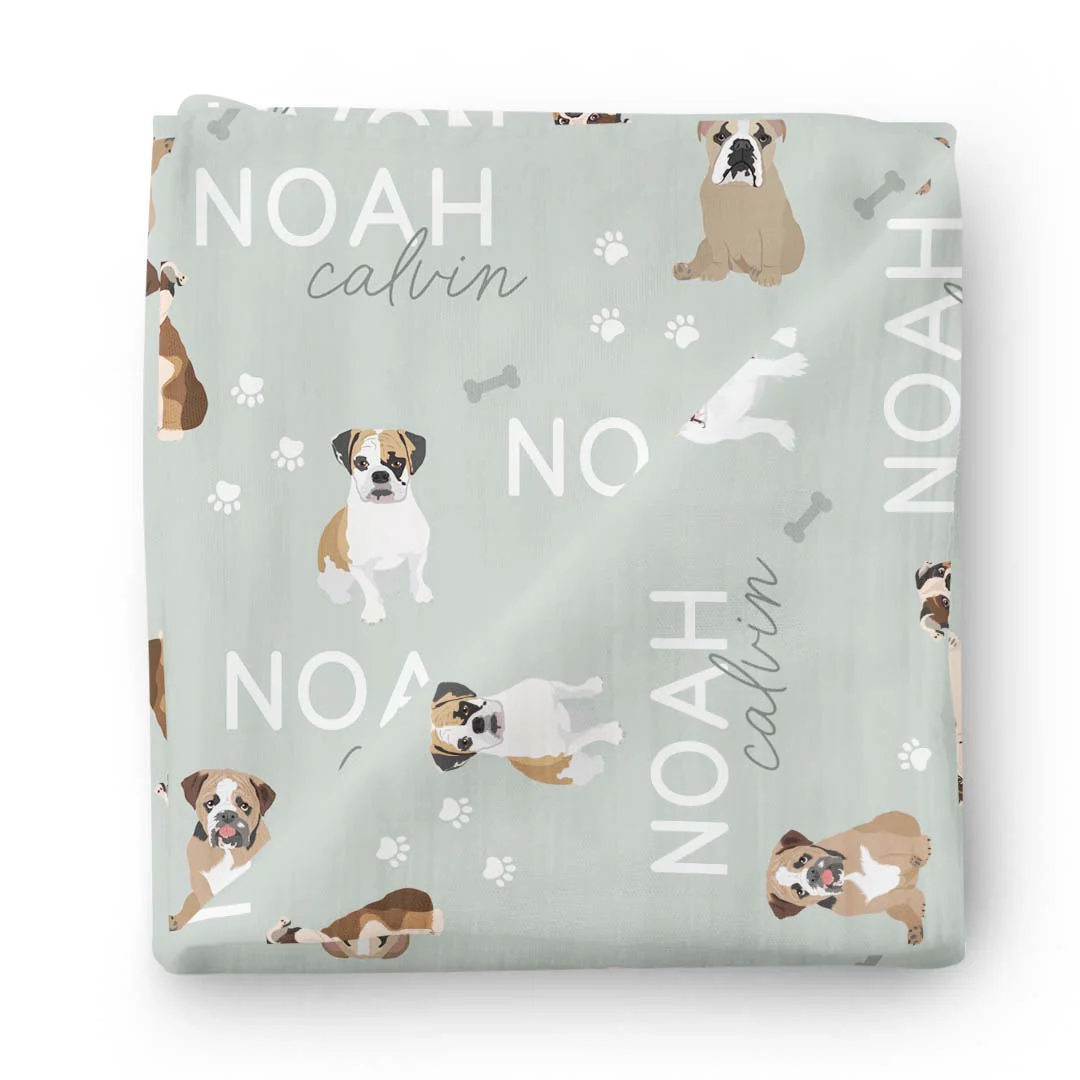 Personalized Baby Name Swaddle Blanket | Dog Breeds - Image 58