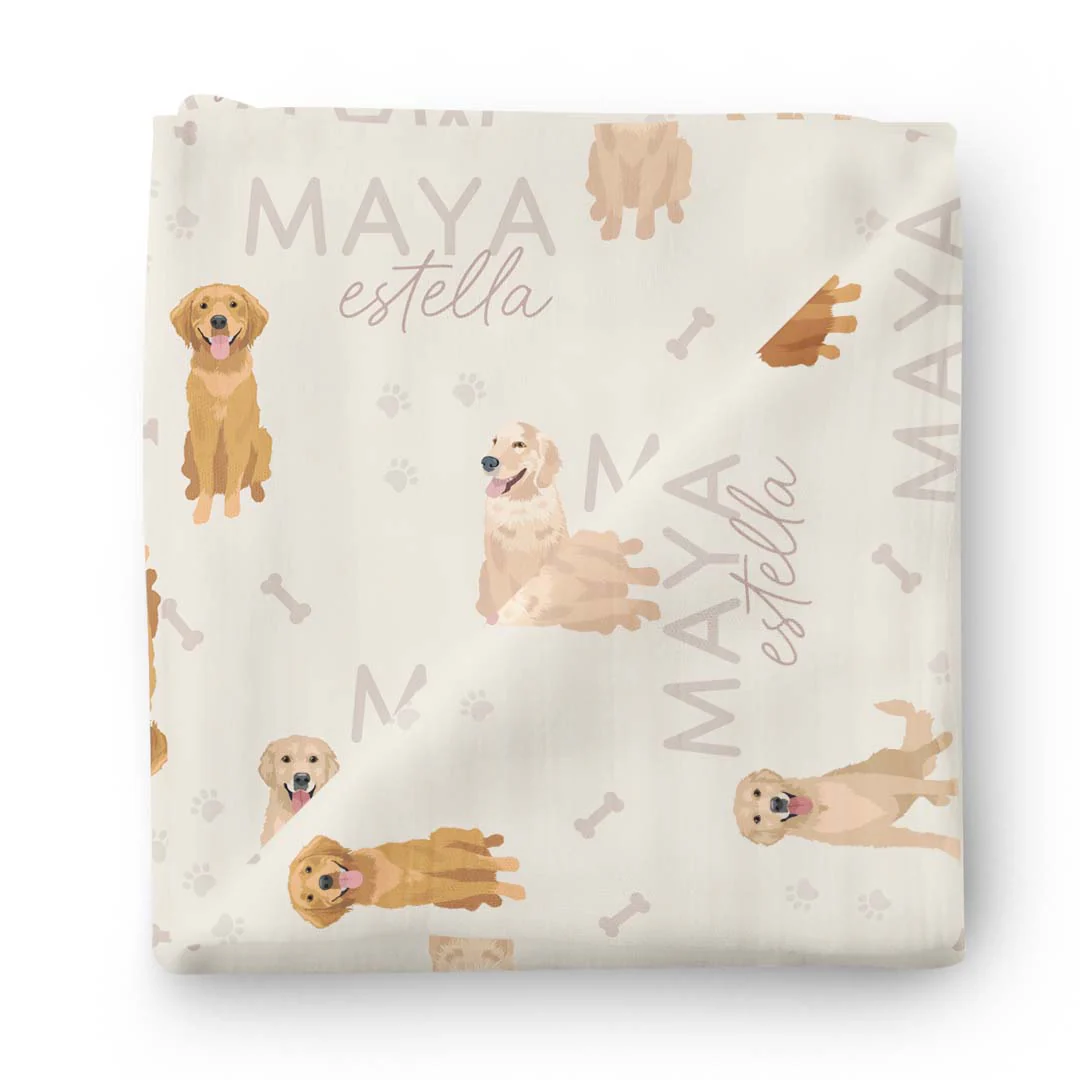 Personalized Baby Name Swaddle Blanket | Dog Breeds - Image 63