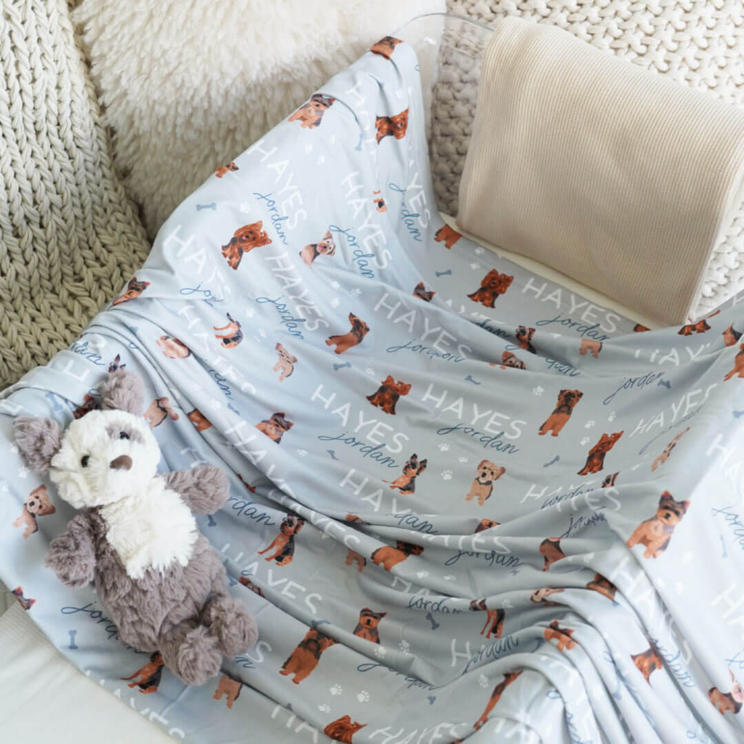 Personalized Baby Name Swaddle Blanket | Dog Breeds - Image 99