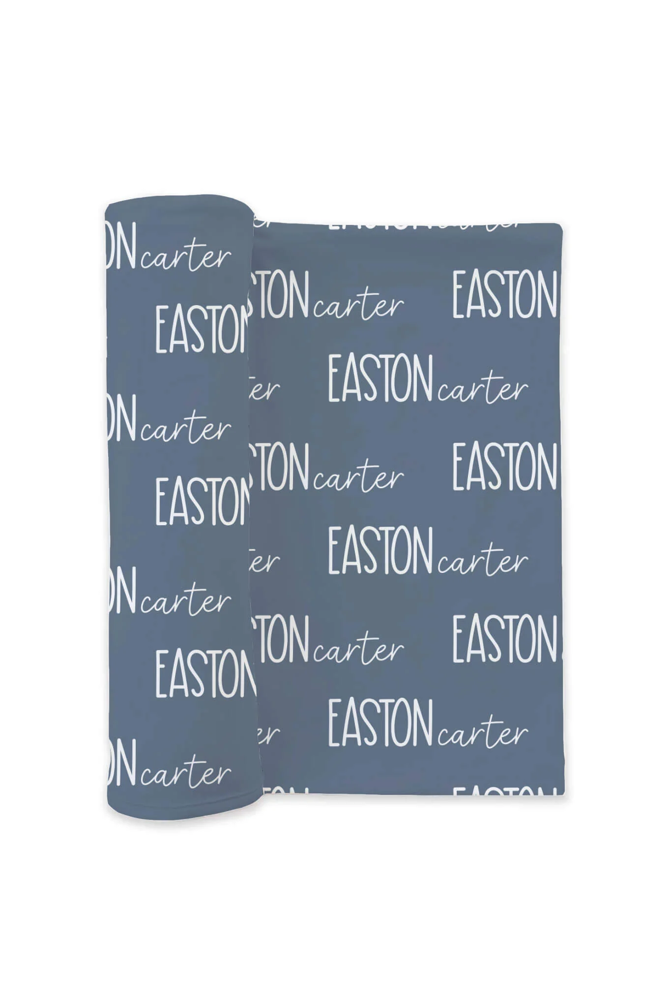 Personalized Baby Name Swaddle Blanket Font Duo | Blue Jean - Image 2