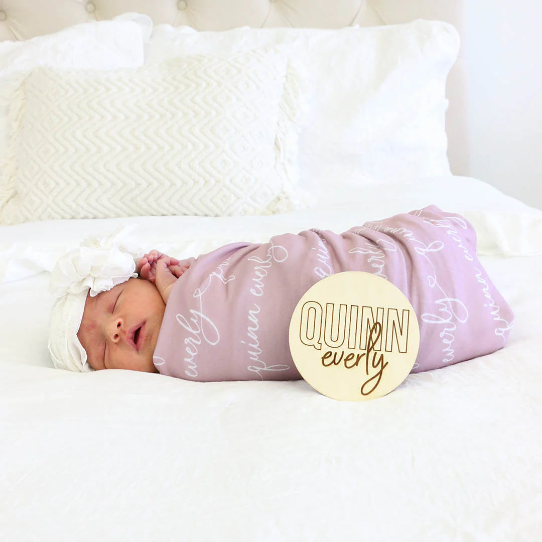 Personalized Baby Name Wood Announcement | Outline Block - Image 2
