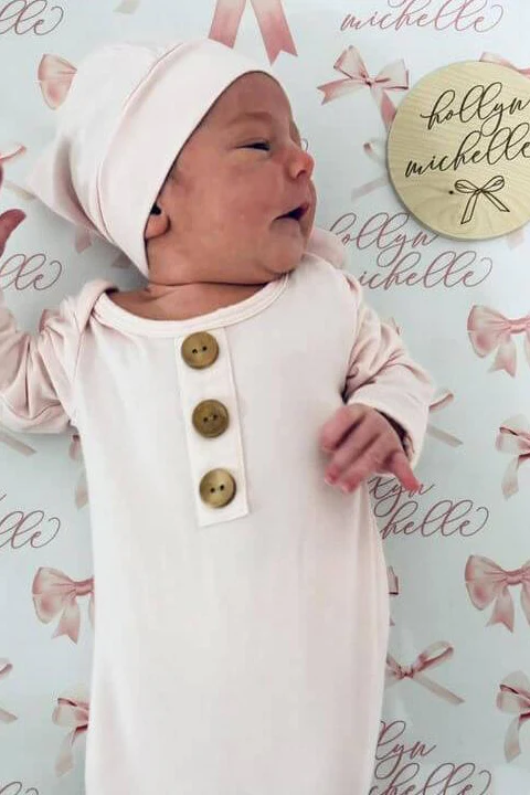 Personalized Baby Name Wood Announcement | Simple Bow - Image 2