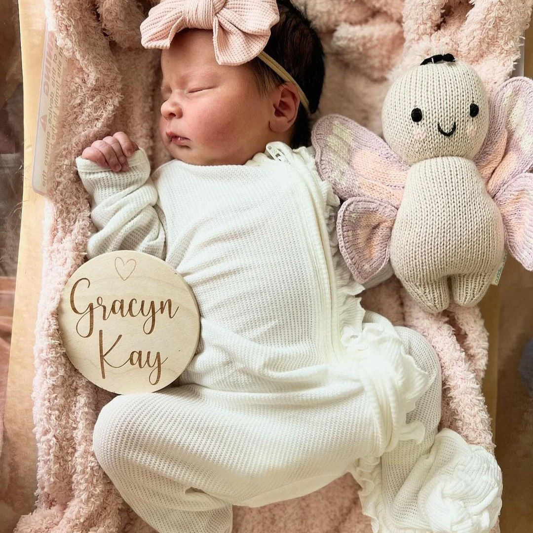 Personalized Baby Name Wood Announcement | Tiny Heart - Image 2