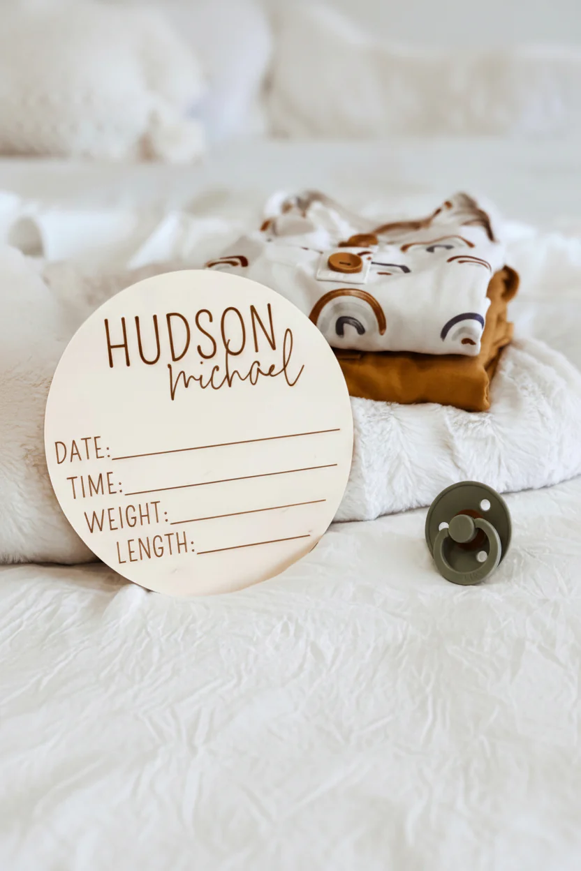 Personalized Birth Stats Wood Announcement | Block