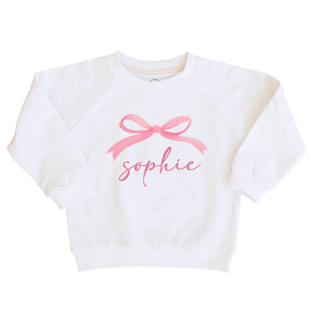 Personalized Bow Kids Graphic Sweatshirts | White - Image 5