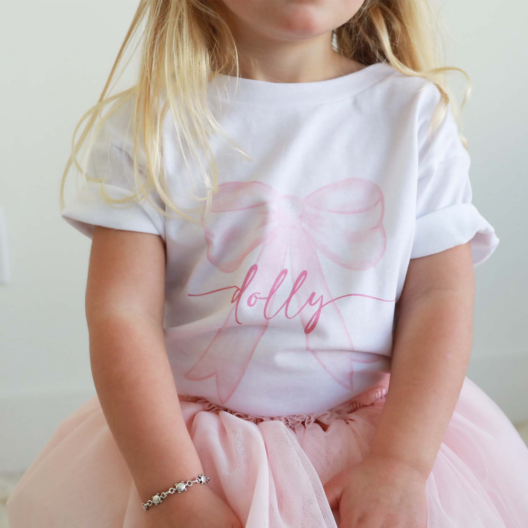 Personalized Bow Kids Graphic Tee | White - Image 6