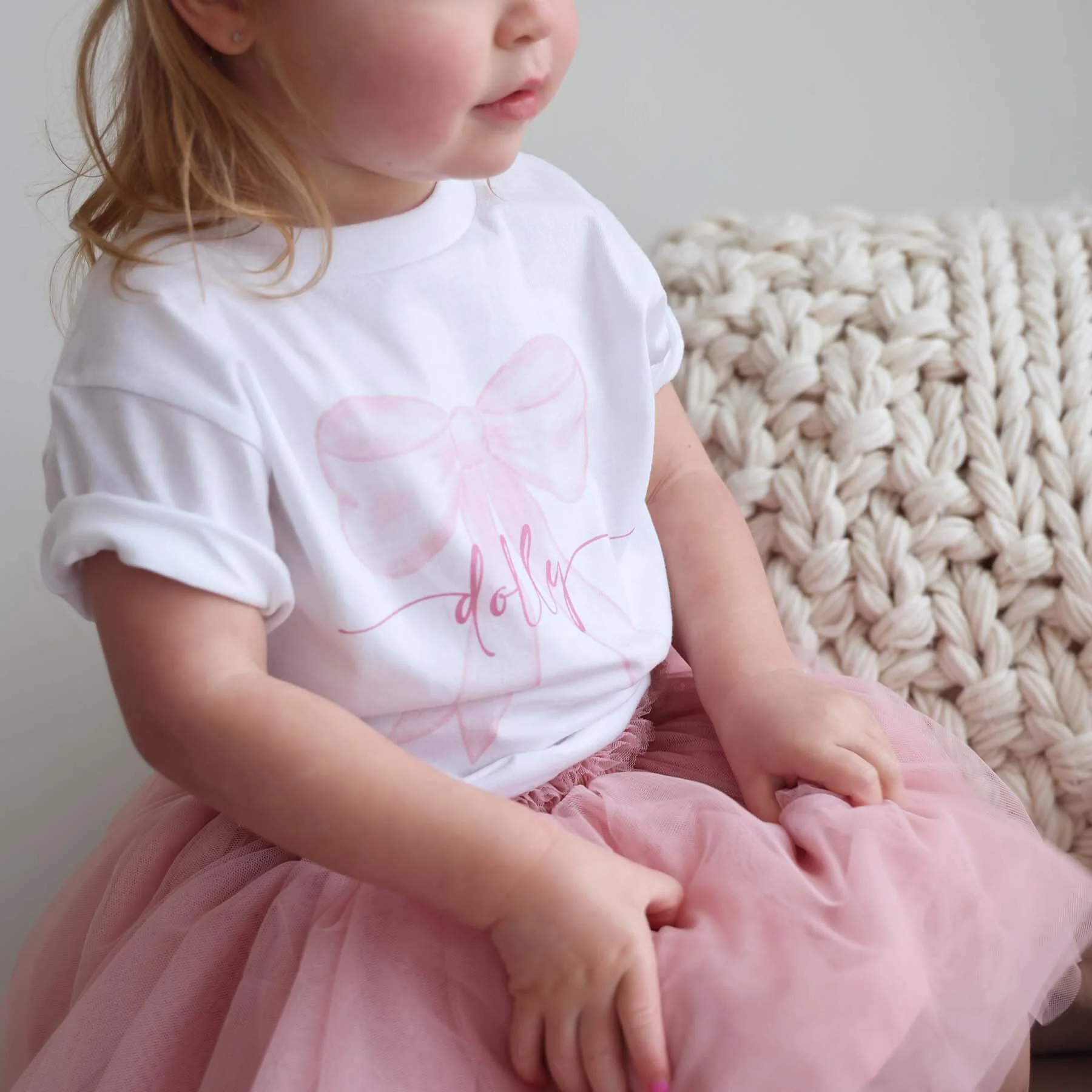 Personalized Bow Kids Graphic Tee | White - Image 7