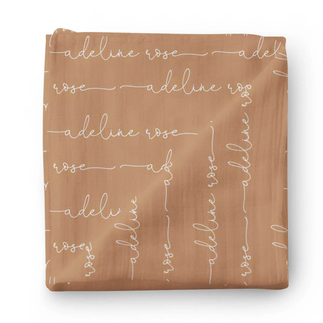 Personalized Camel Baby Name Swaddle Blanket - Image 7