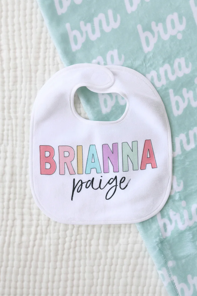 Personalized Color Block Baby Name Bib | Unicorn