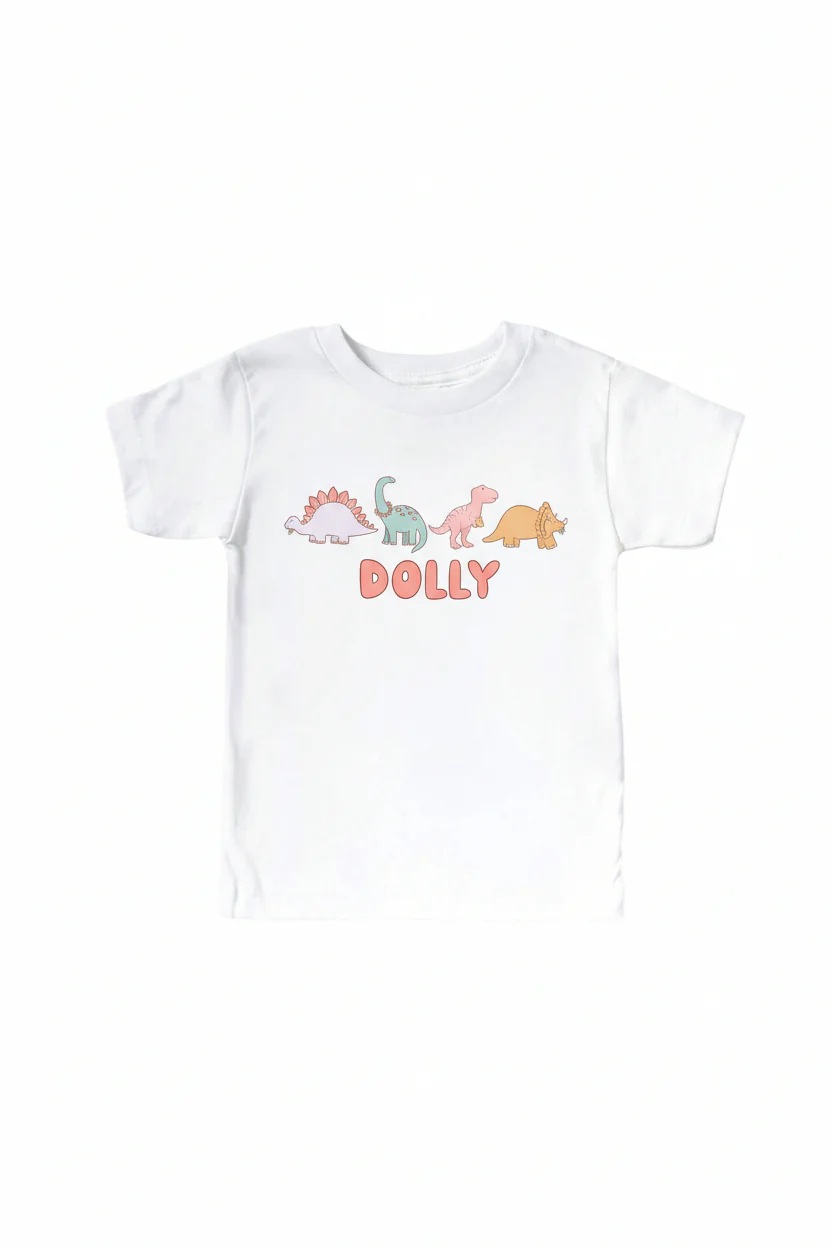 Personalized Dinos Kids Graphic Tee | White - Image 2