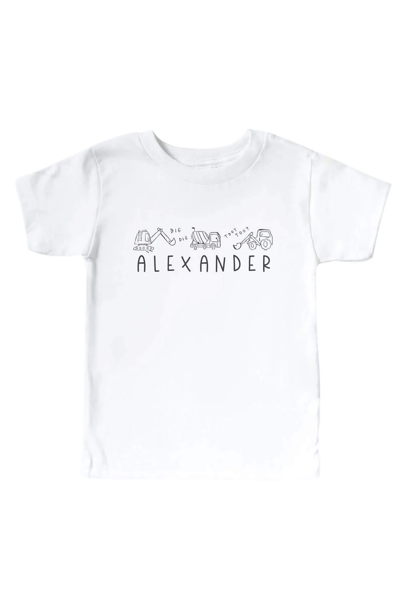 Personalized Doodle Dozers Kids Graphic Tee | White